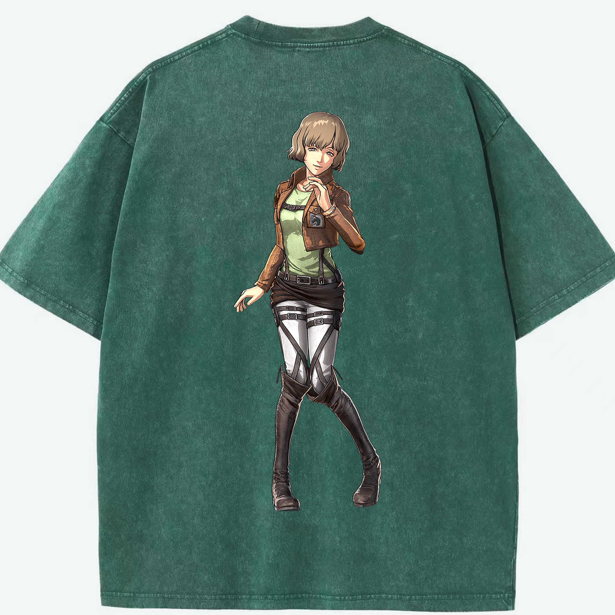 （画像用） 進撃の巨人 ヒツチ Attack on Titan Hitch 綿100% ヴィンテージ風 半袖Tシャツ（背面プリント）